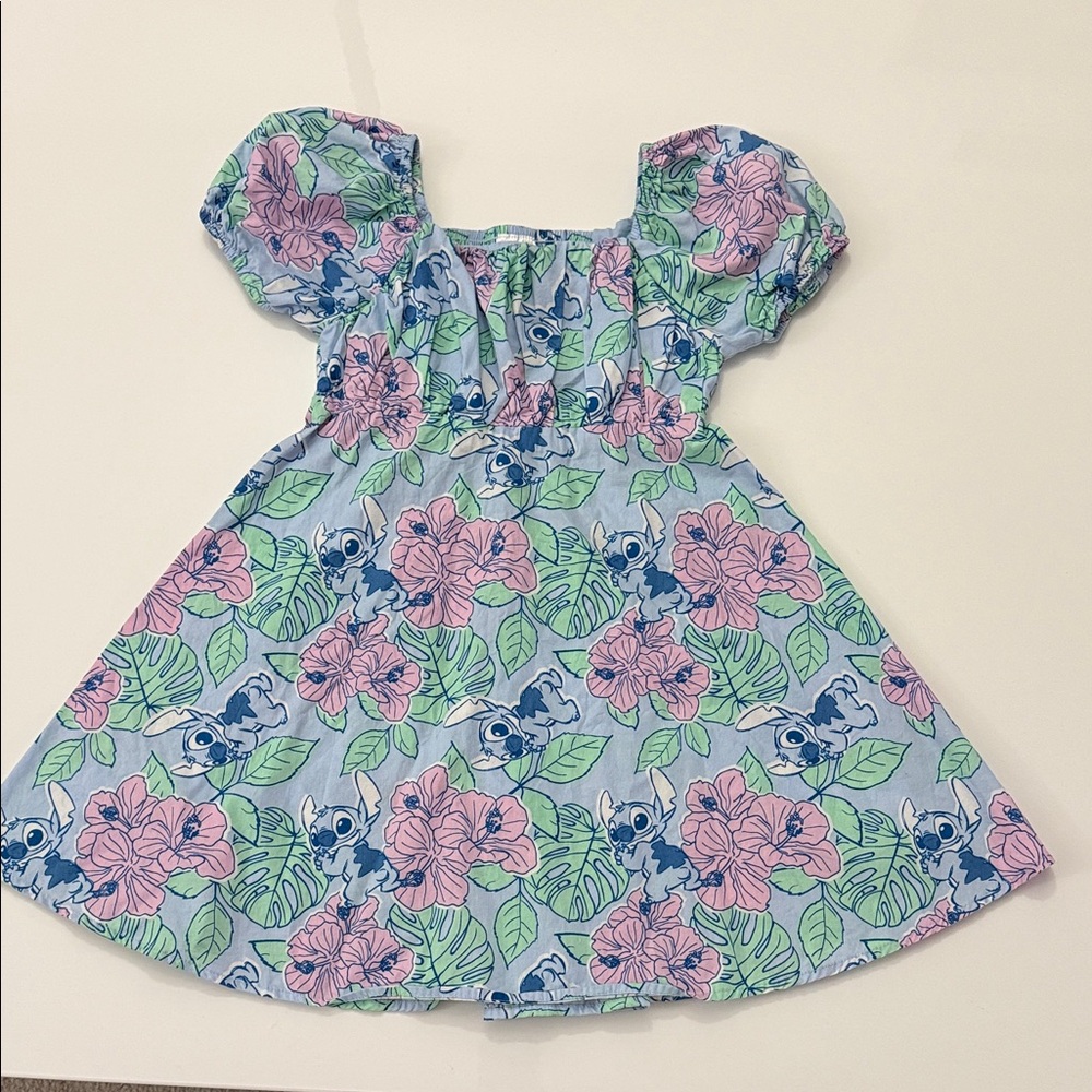 Disney Lilo and Stitch Dress Little Girls Puffy Sleeve (M) 8